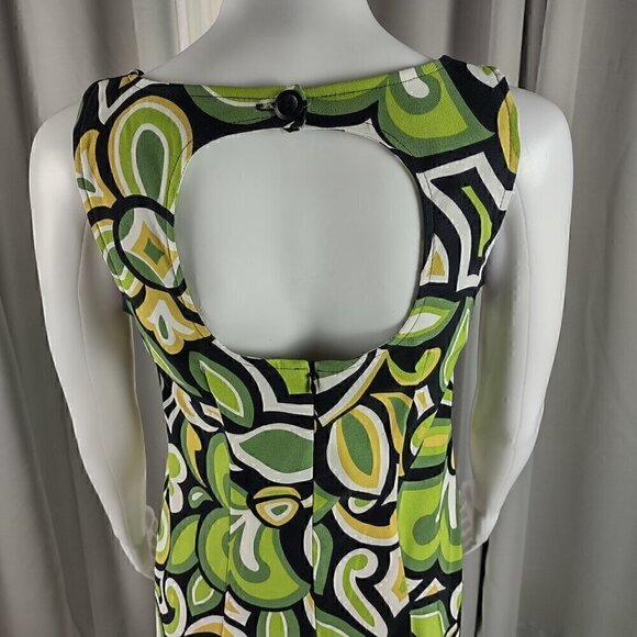 Kim Rogers Signature Petite Green White Black, Tan, Patterned Midi Dress Size 4P - Picture 4 of 11